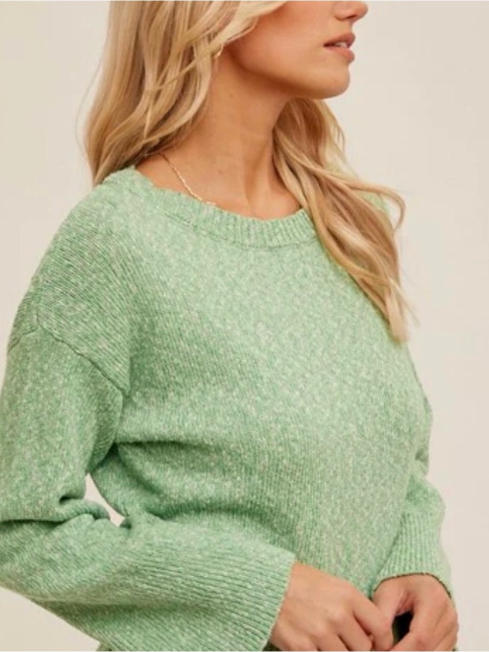 NWT Pistachio Crewneck Knit Women's Sweater - 100% Cotton - Picture 3 of 4